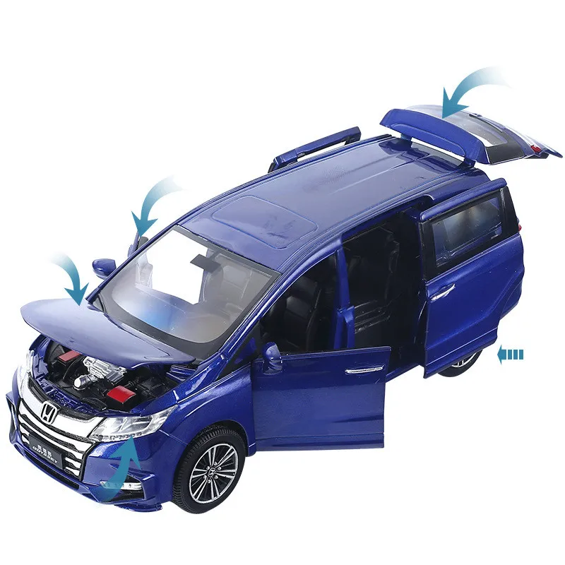 Simulation 1: 32 2019 Honda Odyssey SUV alloy model,diecasting sound and light pull back model,children\'s toy gift,free shipping