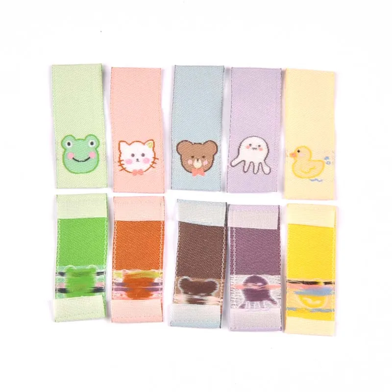 Lovely Animal Pattern 50pcs Handmade Woven Label For Clothing Care Labels Cartoon Shoes Bags Garment Tags 15x40mm CP3161