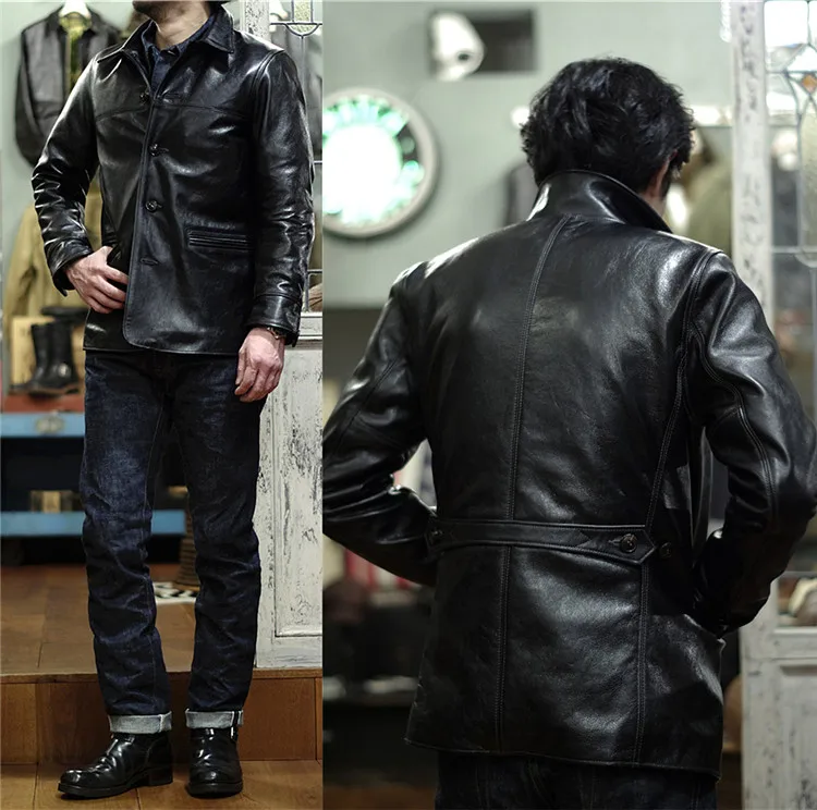 

Classic Brakeman Horseskin Coat Mens 100% Genuine Jackets Amelioration Leather Jacket