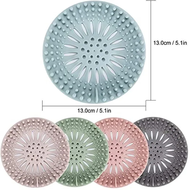 Round Silicone Drain Hair Catcher, Kitchen Sink Strainer Bathroom Shower Bath Stopper Drain Cover Hair Trap, Filter for Kitchen