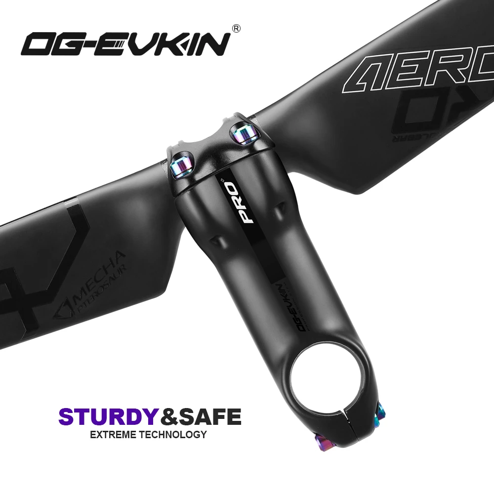 OG-EVKIN BS-004 Pro+ T1000 Carbon Stem 10 Degree 31.8MM Titanium Road Bike Stem Positive and Negative Cycling MTB Bicycle Parts