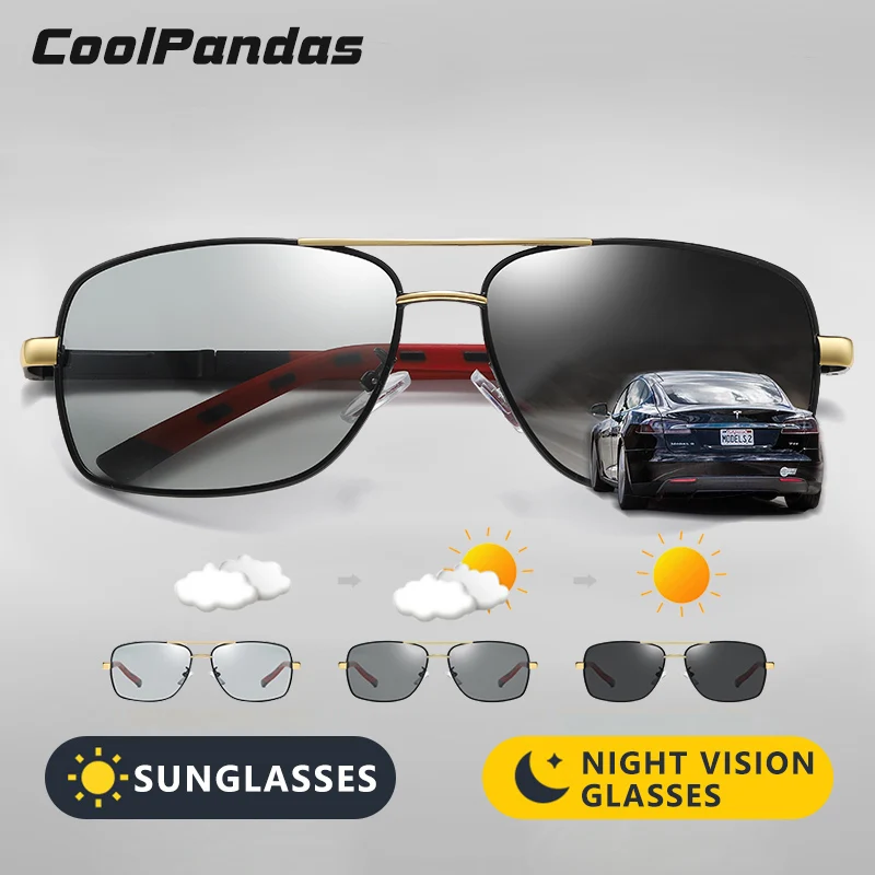 Gafas de sol fotocromáticas polarizadas para hombre, lentes de sol Unisex con visión nocturna y día, protección de ojos duales, para conducir