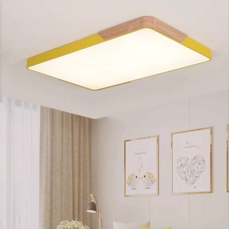 Nordic minimalist ceiling lamp wood rectangle acrylic Ceiling Lights for Living Room bedroom kitchen plafon led ceiling light