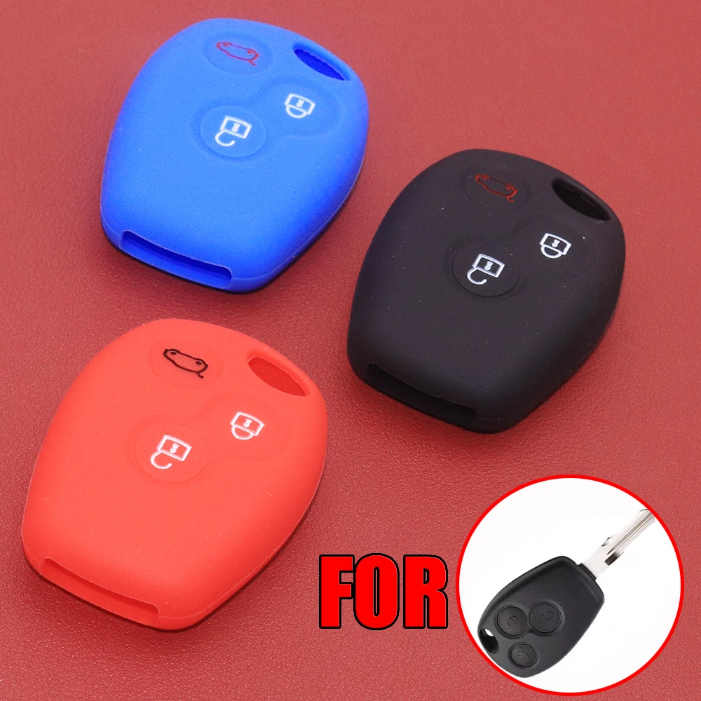 

JEAZEA 1X Silicone Shell Remote 3 Buttons Folding Car Key Case Cover Fit for Renault Clio Master Megane Modus Espace Dacia Logan