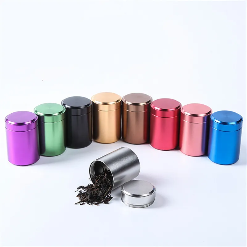 140ML Airtight Smell Proof Container Aluminum Herb Stash Metal Sealed Can Tea Jar Storage Boxes