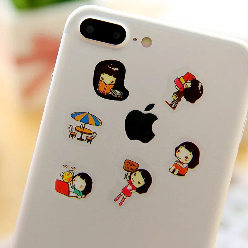 Kawaii Stationery Stickers Cute Transparent Student Diary  DIY Photo Album Decoration Hand Account Sticker 6 Sheets/Bag