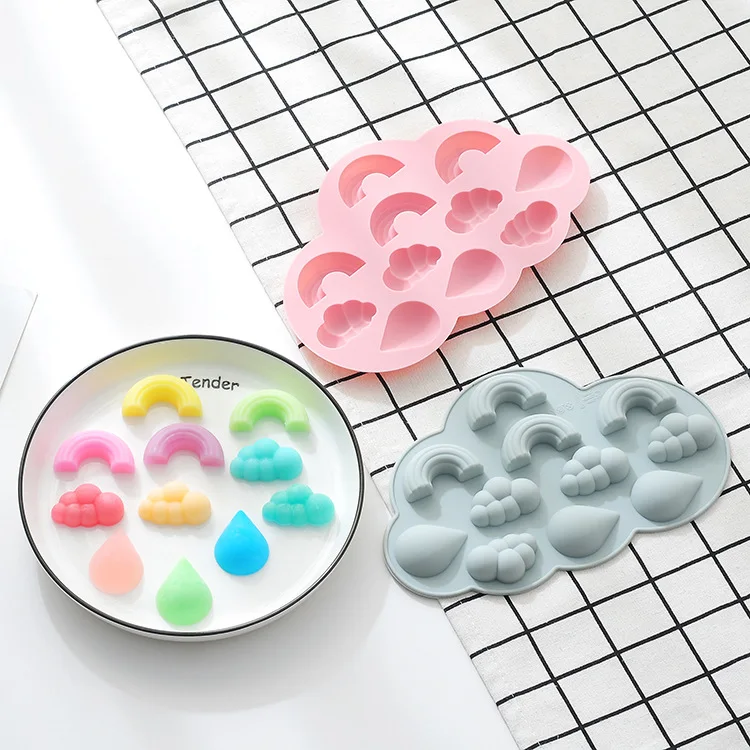 Spot Rainbow Cloud Raindrops Silicone Cake Mold Baking Tools Chocolate Mold Ice Cube Candy Pudding Ice Tray DIY