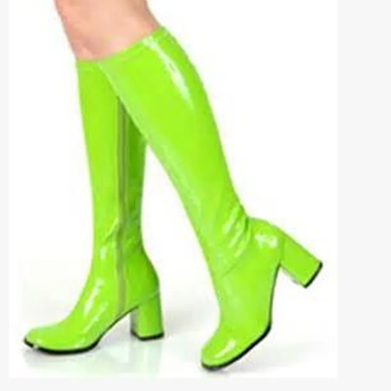 

Women's Sexy Party Round Toe Chunky Heel Platform Knee-High Boots US Size 6-13 NO.092