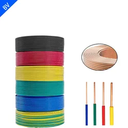 10Meters BV 18/17/15/13/11/9/7 Awg Single Core Hard Wire Home Improvement Household Wire PVC Sheathed Pure Copper Core Cable