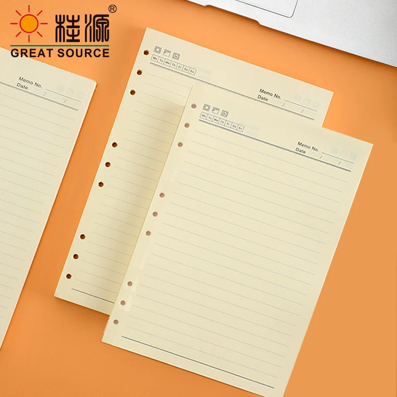 MQQ Filofax B5 Loose Leaf Notebook 9 Ring Binder Refill Paper Journal Refillable Folder Paper Kraft Notebook Paper Dotted （2PCS）
