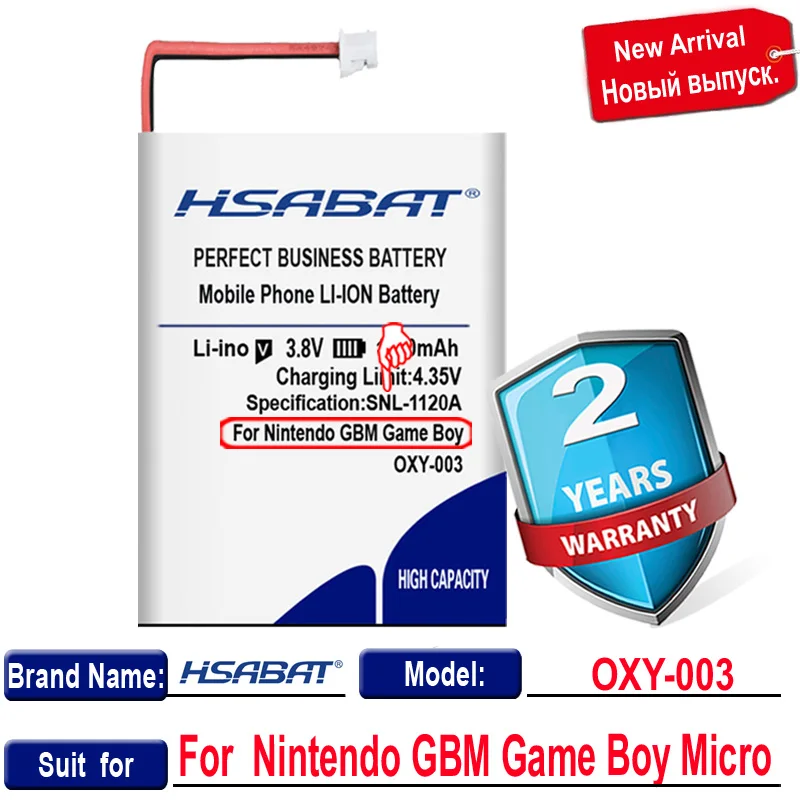 HSABAT OXY-003 1100mAh 3.8V قابلة للشحن ليثيوم أيون بطارية كيت حزمة لنينتندو GBM لعبة فتى مايكرو بطاريات