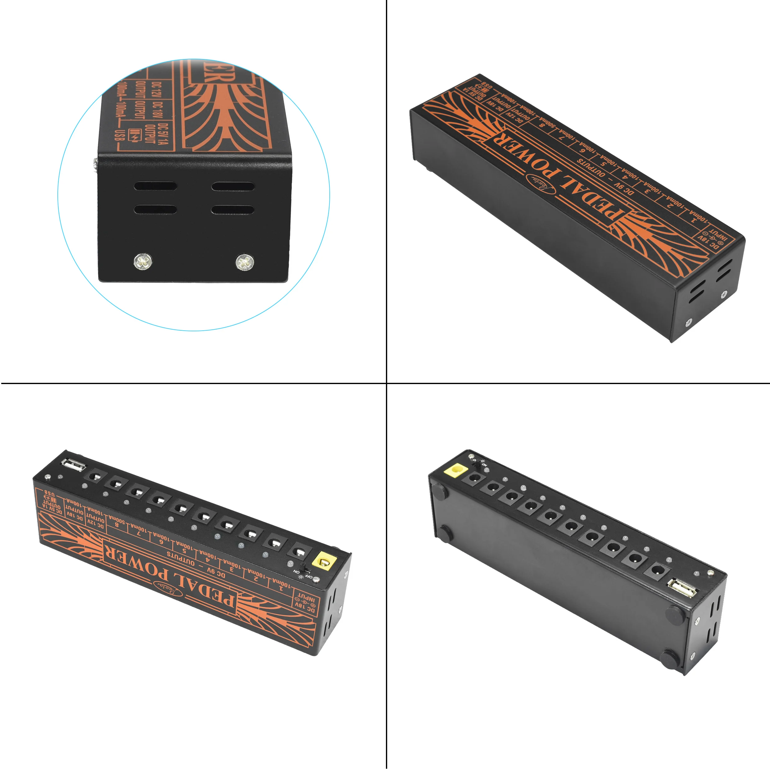 Imagem -06 - Rowin-fonte de Alimentação Pedal de Guitarra 10 Isolado dc Output Source 9v 12v 18v Bass Effect Pedais Usb Charging Port Telefone