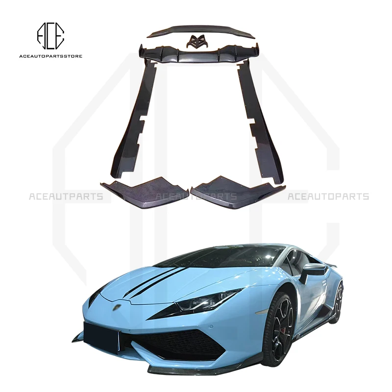 

Полный комплект кузова из углеродного волокна для Lamborghini Huracan LP610 CF, небольшой комплект, передний диффузор, боковые юбки, задний спойлер для губ