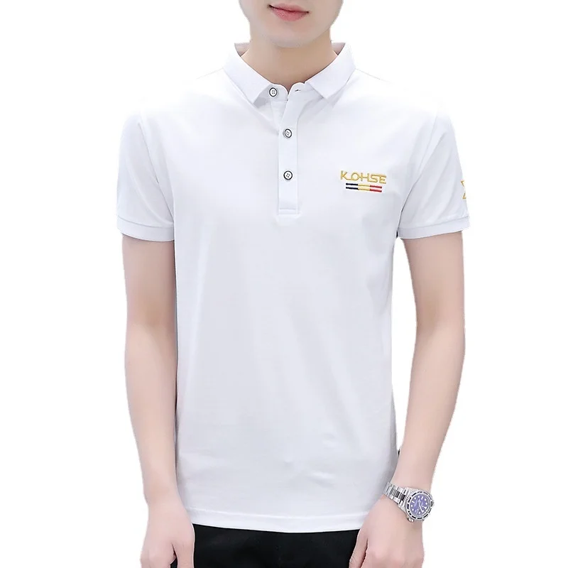 New Men's Polo Shirt Short Sleeve All-match Slim Simplicity Casual Embroidered Summer Fashion Korean Version Trend Handsome Tops