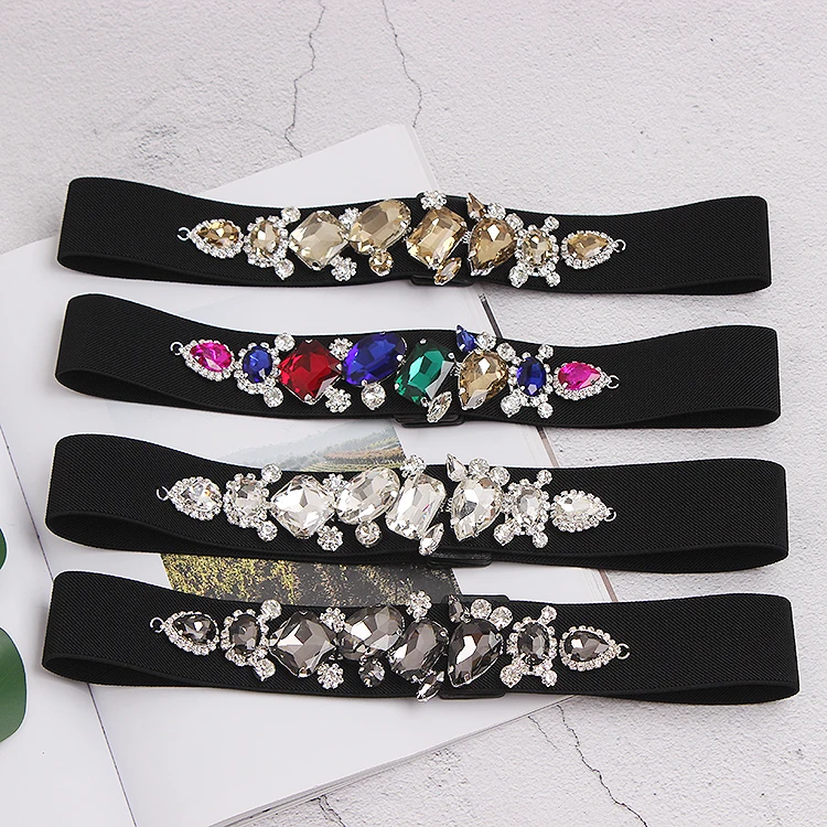 المرأة المدرج موضة الماس مطرز مطاطا فستان Cummerbunds الكورسيهات حزام أحزمة الديكور حزام عريض TB1870
