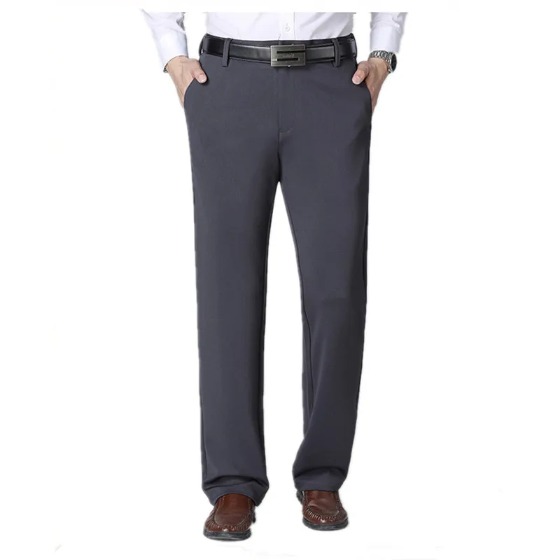 Thick Straight Work Trousers Men Pants Office Formal Black Plus Size Blue Elastic Business Stretch Big 44 48 50 52 Male Wearing