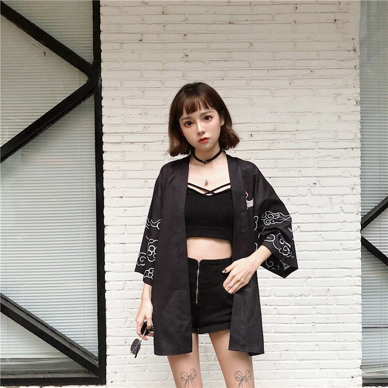 Kimono japonês com guindaste preto, tradicional obi nova sensação roupa japonesa kimono japones feminino