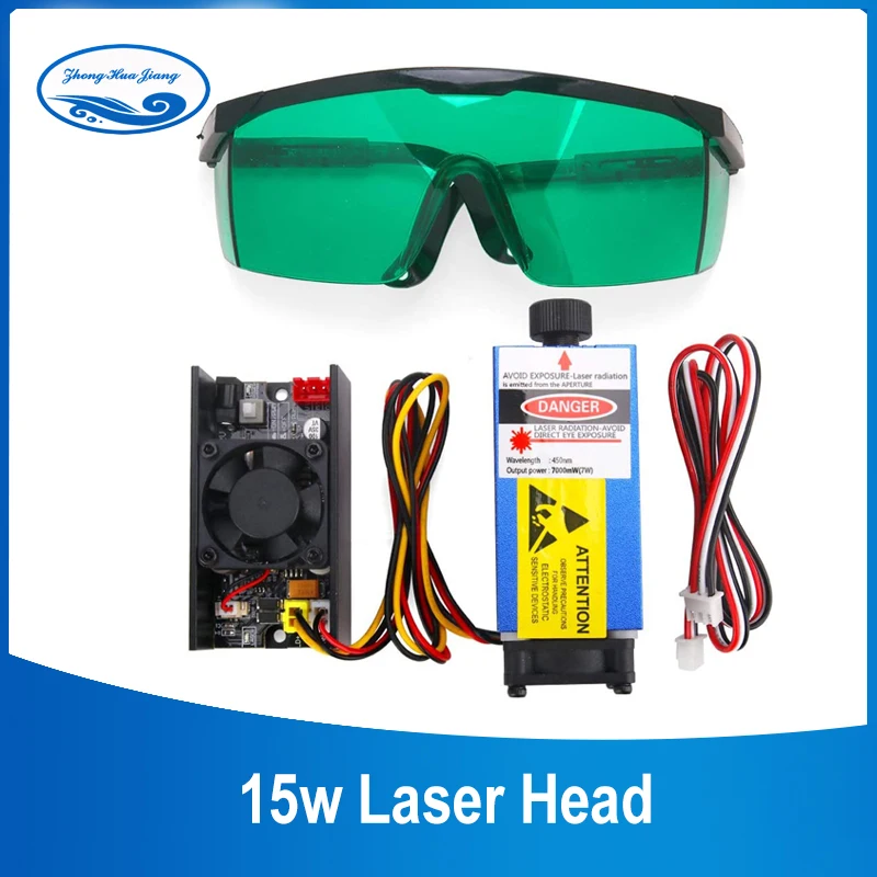 Laser daya tinggi 15W 450nm modul Laser biru fokus untuk mesin ukir Laser alat pemotong penanda kayu kepala pengukir CNC