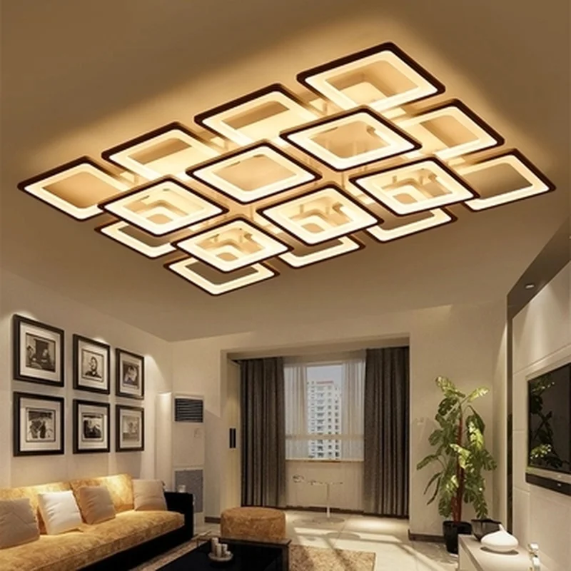 

Rectangle Remote control living room bedroom modern led ceiling lights luminarias para sala dimming led ceiling lamp