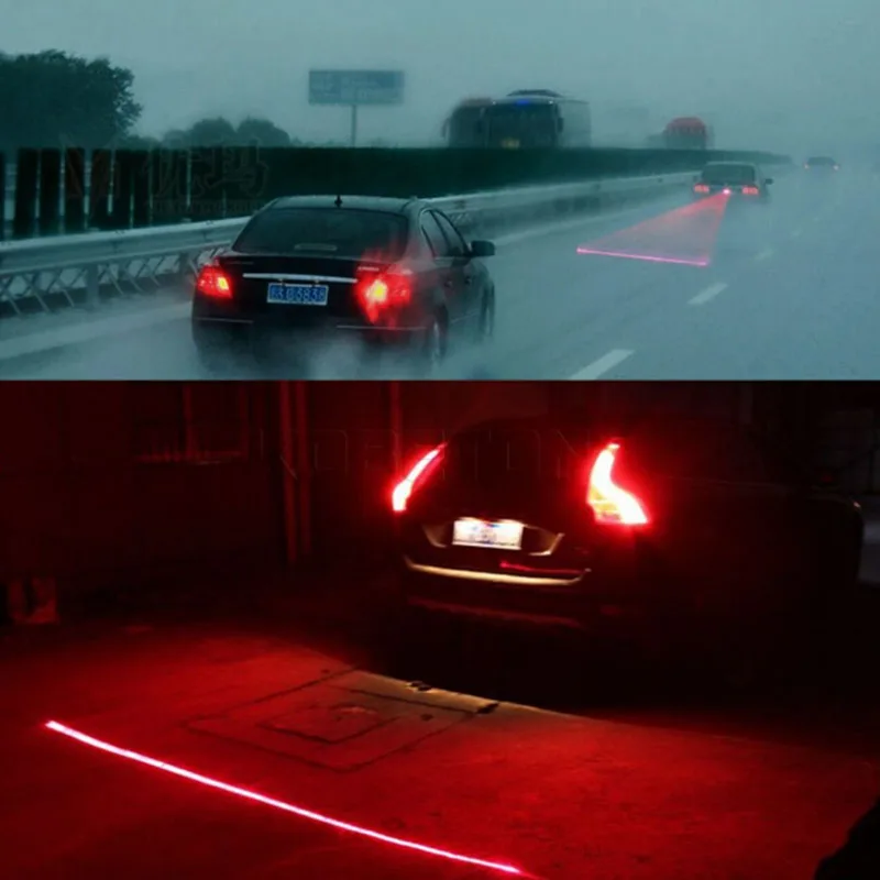 Anti Collision Rear-end Car & Motorcycles Laser Tail Fog Light Auto Brake Parking Lamp Rearing Warning Light Car Styling