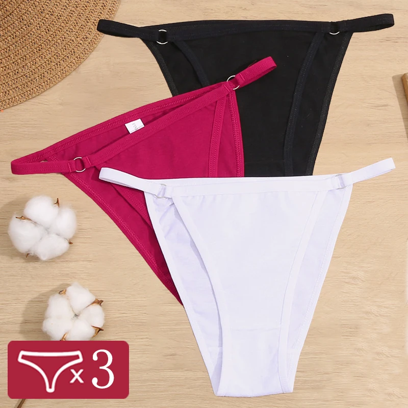 3PCS Women Sexy Briefs Panties Plus Size M-2XL Cotton Lingerie Ladies Low Rise Underwear Solid Color Breathable Girls Intimates