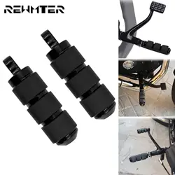 2xMotorcycle Foot Pegs Footrest Pedal Black Rubber For Harley Sportster XL 883 1200 Touring Dyna Softail Breakout Custom FLHX