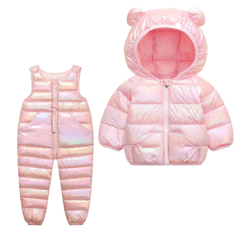 Children Clothing Sets Winter Baby Boy Warm Hooded Down Jackets Overalls Clothing Sets Baby Girls Boys Snowsuit Coats Ski Suit