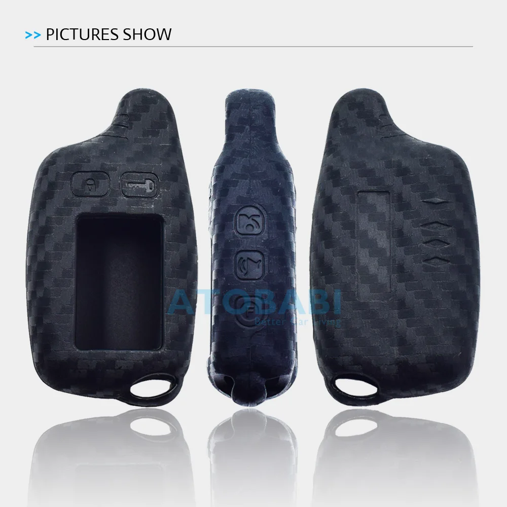 Carbon Silicone Car Key Case For Tomahawk TW 9000 9010 7010 9020 9030 2 Way Car Alarm LCD Remote Control Fob Protector Cover Bag