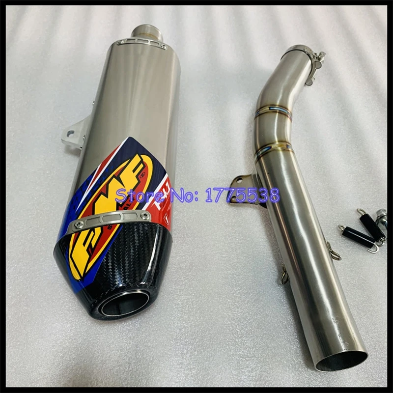 Titanium Alloy for Yamaha YZ450FX 2016-2018 YZ450F 2014-2017 Motorcycle Exhaust System with Muffler Middle Link Pipe Carbon Tip