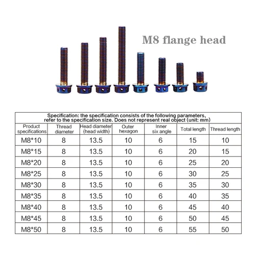 Imagen 2 del producto 10 Uds M6 M8 pernos de freno de disco de motocicleta Color azul quemado tornillos de cabeza de brida hexagonal sujetador de Motor