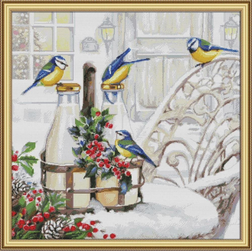 

The Bird on the Milk Bottle Cross Stitch Kits Top Quality Embroidery Needlework 18CT 14CT Unprinted DIY Handmade Art Home Decor