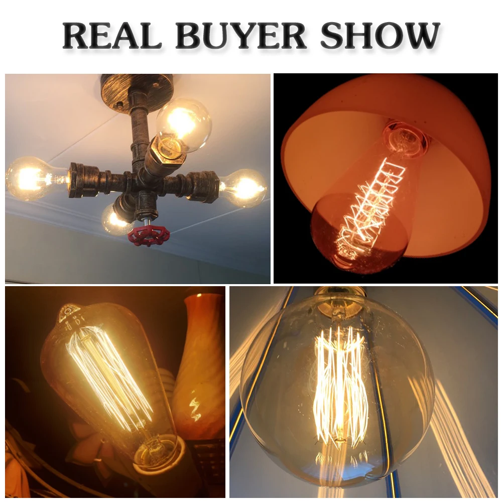 Retro Edison Light Bulb E27 40W 220V 110V Bedroom Industrial Loft Vintage Bulb For Home Decor Filament incandescent Edison Lamp