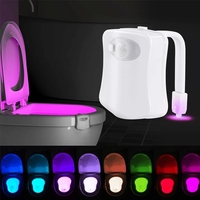 Automatic Motion Sensor Toilet Night Light 16 Colors Washroom Toilet Bowl Seat Light Battery Operated Waterproof Bathroom Lamp