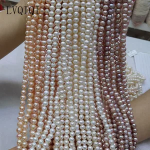 Manik-manik Mutiara Air Tawar Alami Kualitas Tinggi 36cm Punch Round Loose Pearls Bead untuk DIY Perhiasan Gelang Kalung Wanita 10 mutiara air tawar dengan penjualan terbaik - №