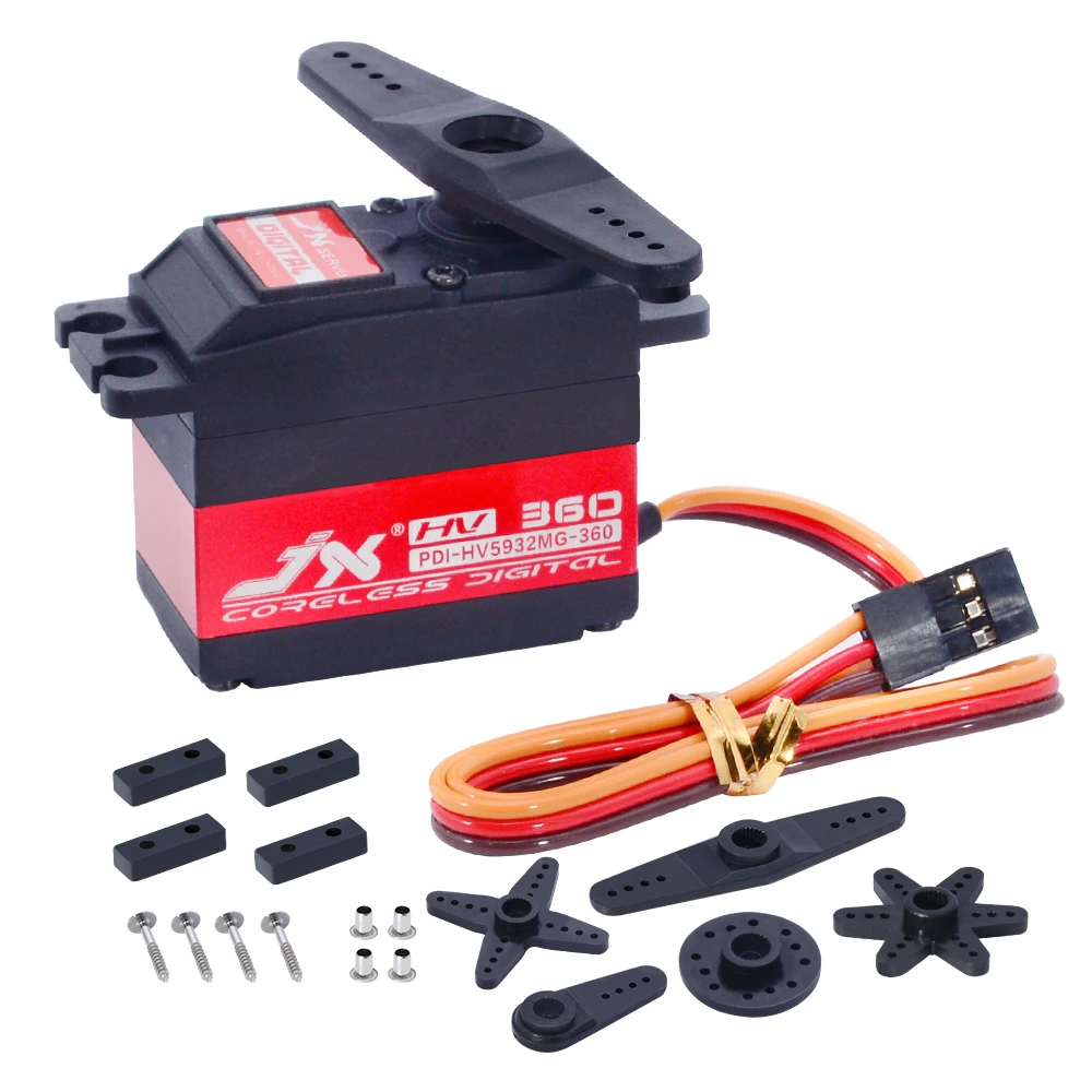 

JX PDI-HV5932MG 360 32kg 360° Continuous Rotation High Precision Metal Gear Digital Coreless Servo Robot For RC Car Crawler Boat