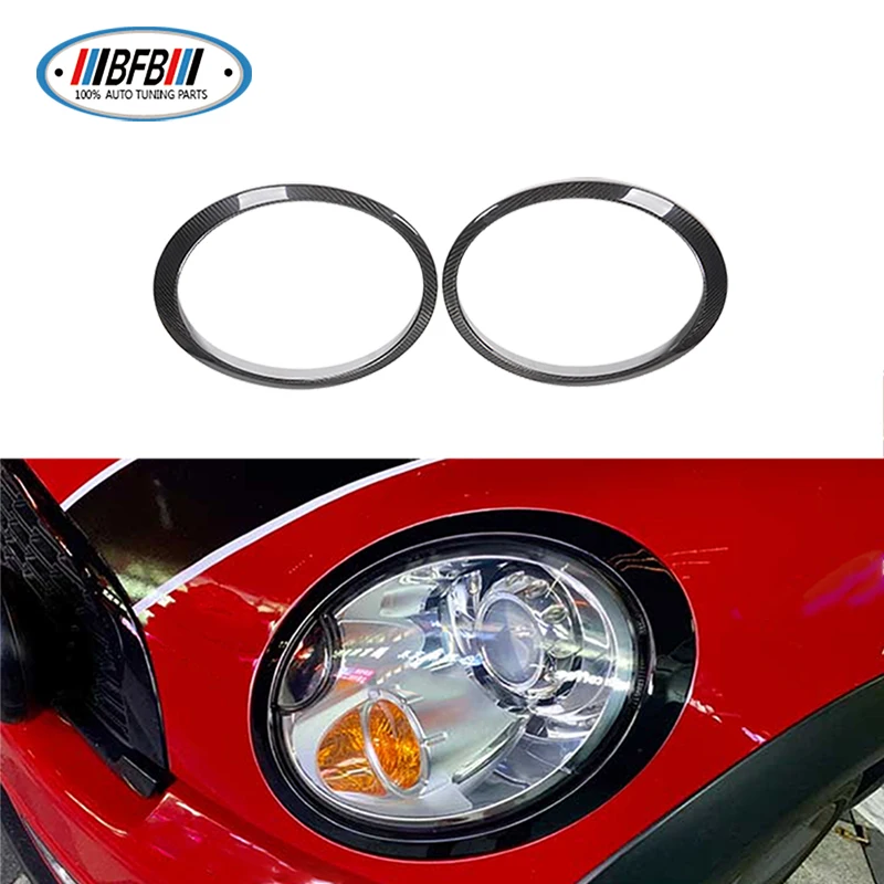 

BFB 2PCS Headlight Front Lamp Eyebrows Front Eyelips Cover Trim Real carbon add on style For For Mini cooper R56 2005-2012