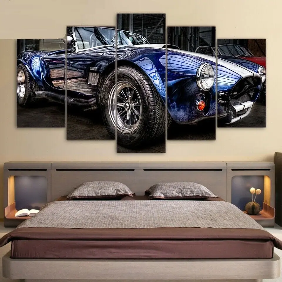 

No Framed Canvas 5Pcs Car Sports Luxury Classic Vintage F1 Racing Art Posters Pictures Paintings Home Decor Decorations