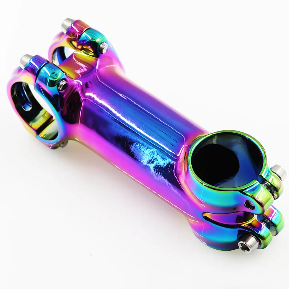 Colorful MTB Road Bike Polished Stem 6° 6 Degree 60 70 80 90mm High-Strength Lightweight XC AM Bicycle Handlebar Rainbow Stem image 3