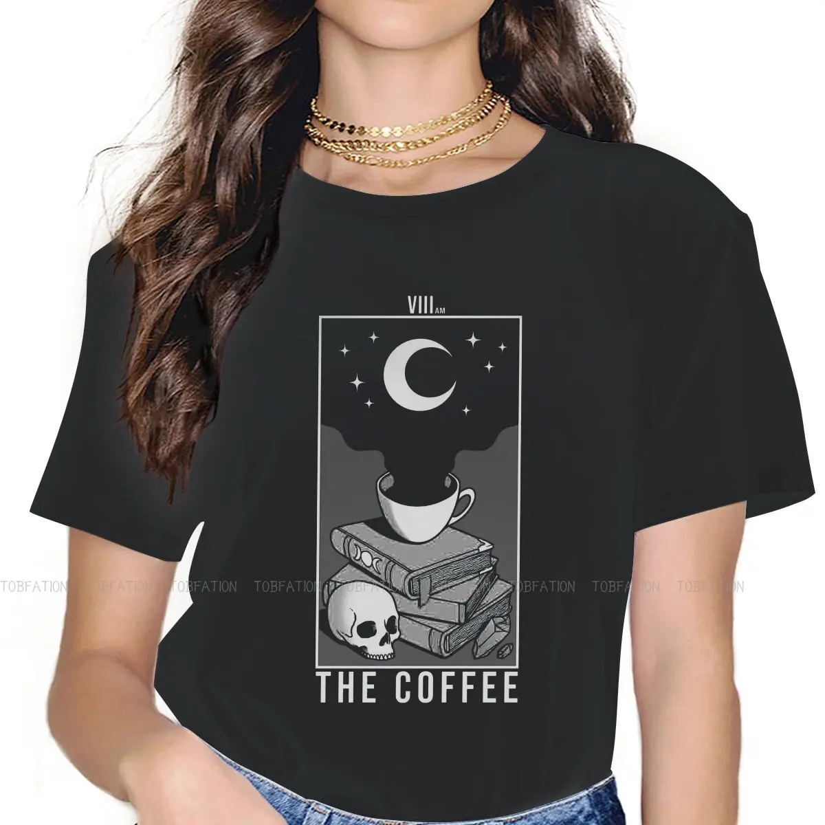 El Café O Neck TShirt Coffee Fabric Basic T Shirt Woman's Clothes Fashion