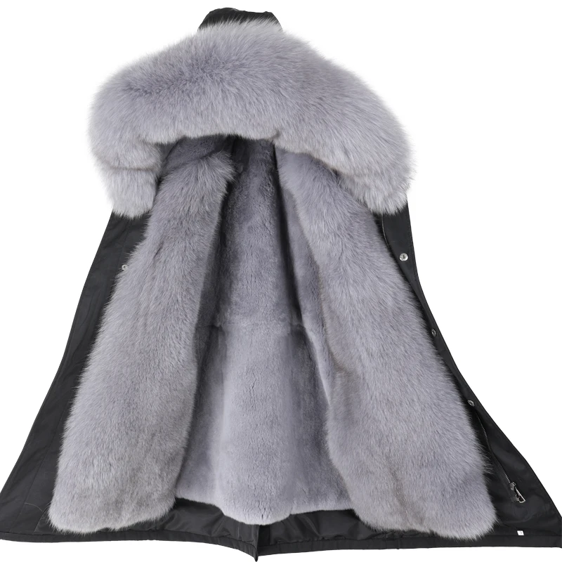 

2022 NEW Women Winter Long Jacket Warm Fashion Fox Fur Collar With Rabbit Fur Liner Parka Coats
