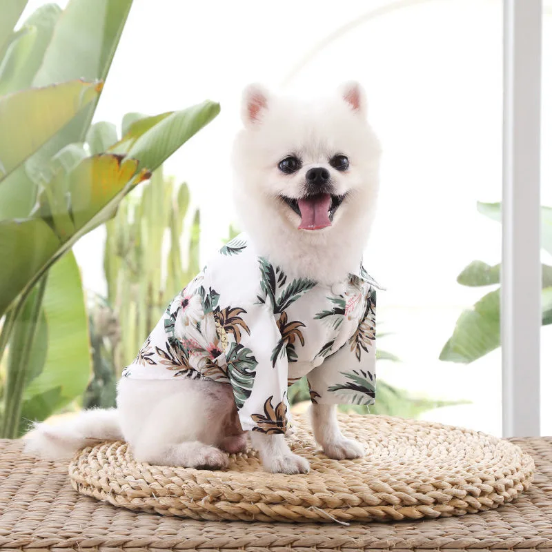 Summer Pet Printed Clothes For Dogs Floral Beach Shirt Jackets Dog Coat Puppy Costume Cat Spring Clothing Pets Outfits