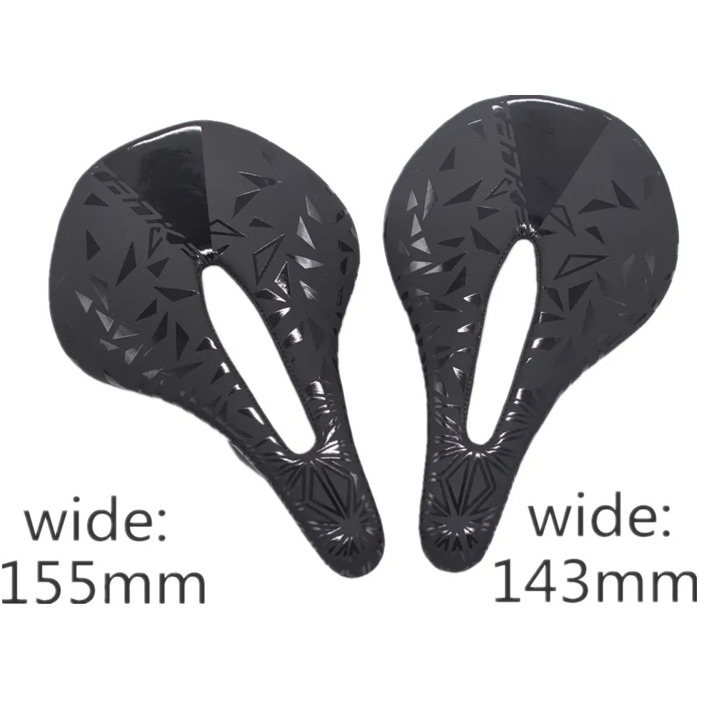 MTB Road Bike Carbon Fiber Saddle Ultralight Racing Seat Cushion Hollow Bicycle Saddle Bike Seat Cycling Saddle 143/155mm Wide