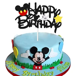 Mickey Mouse Party Felt cloth Cartoons Happy Birthday Cake Topper Cake Flags Wedding Party Cupcake Decor Baby Shower Supplies