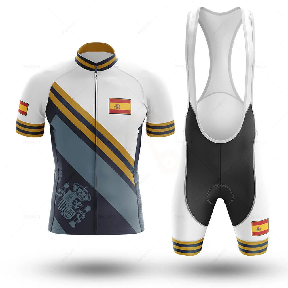 2023 Mens Spain Pro Team Short-sleeved Cycling Jersey Suit Bib Bicycle Set Uniform Maillot Ciclismo Hombre Verano 2022 Jumpsuit