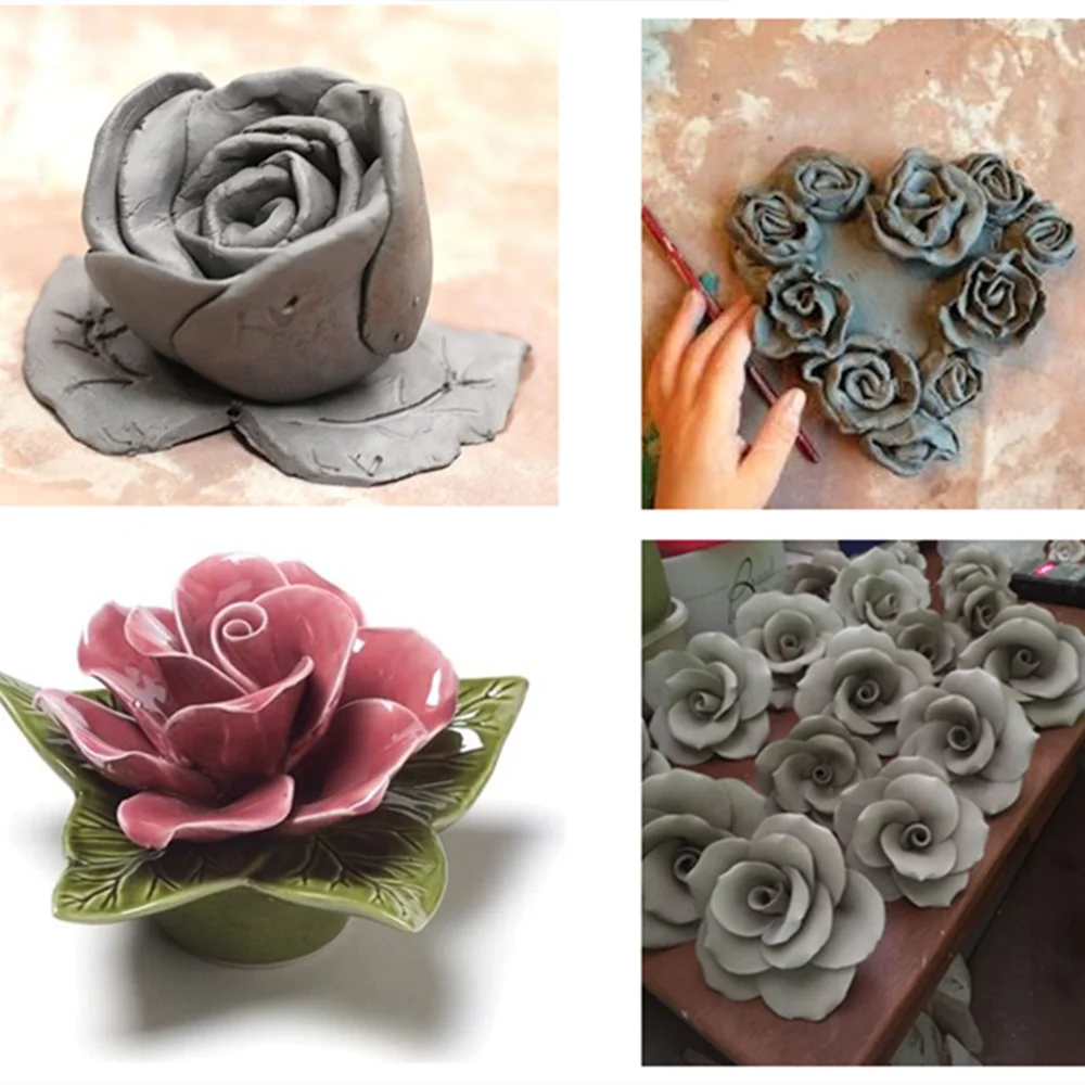 Pottery Mold 3D Rose Flower Clay Tool Accessories Printing Mold for Clay Pottery Handmade Work