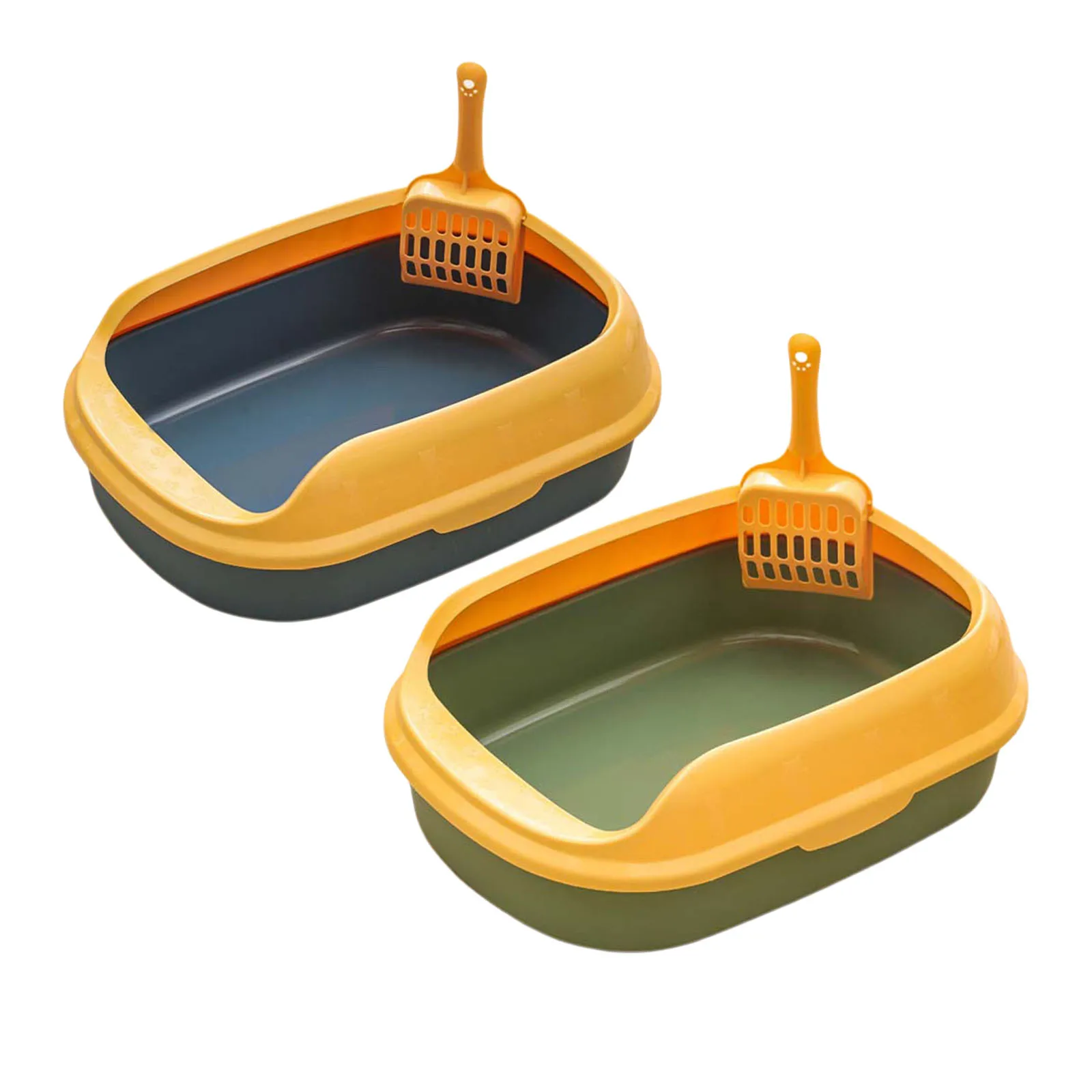 Durable Cat Litter Box PP Pet Non-Stick Pet Litter Tray Safe Pan Anti-Splash Detachable Rim Toilet W/Scoop Shovel Bedpan