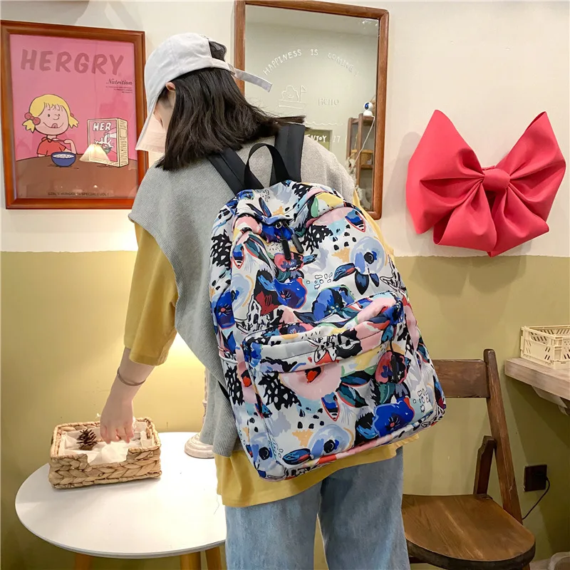 School Backpacks Fashion Graffiti Printing Women's Backpack Casual College Student School Bags for Girl Teenage Female Schoolbag