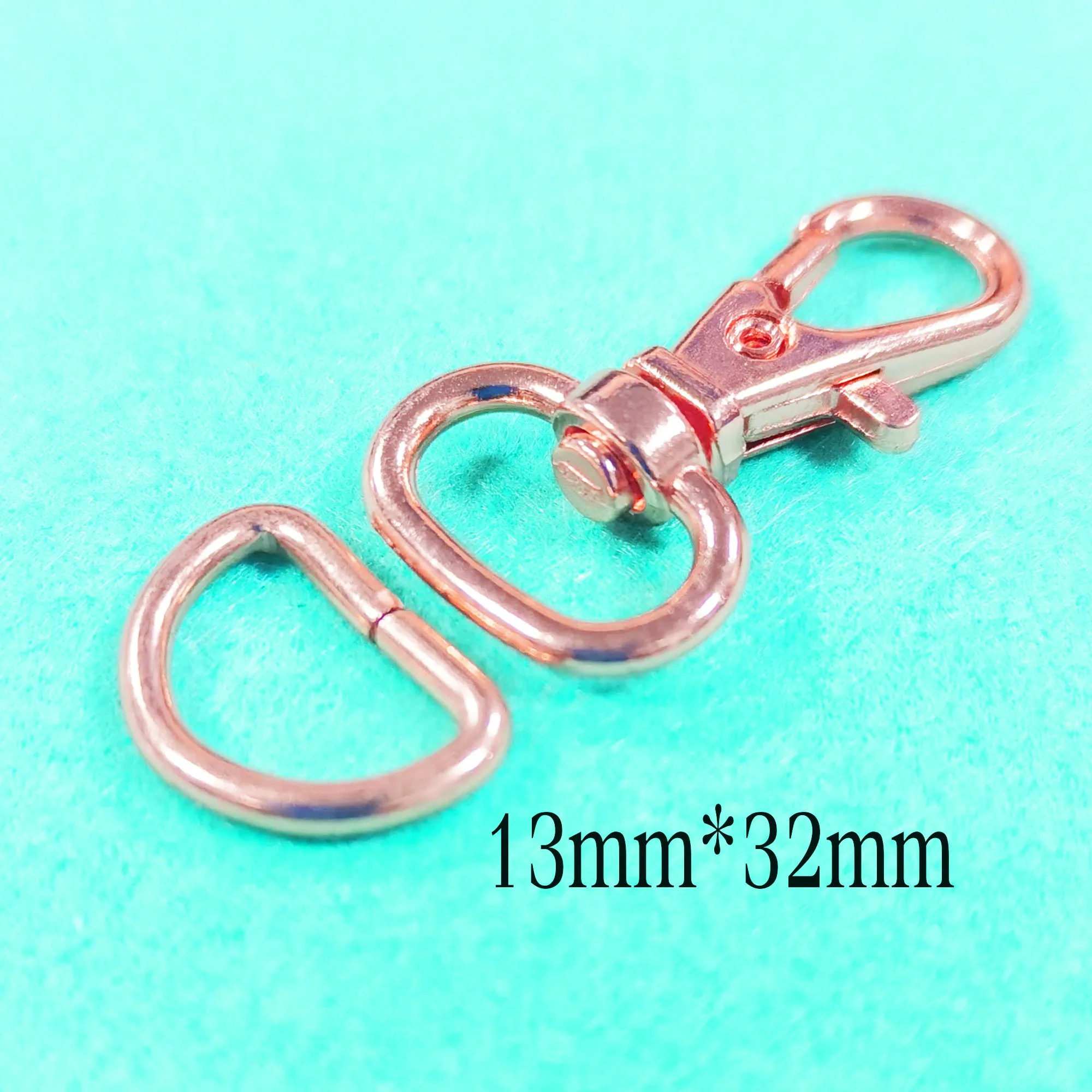 

50 sets Lobster Swivel Clasps D Rings 1/2" Rose Gold Hook Clasps Claws D-ring Purse Buckle Purse Strap Handbag Snap Hook-13mm