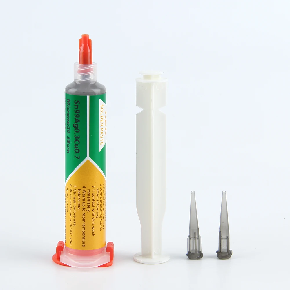 Needle-tube Type Lead-free Solder Paste Sn99Ag0.3Cu0.7 Melting Point 227℃ Repair Soldering Paste PCB Repair Welding Paste 0.3AG