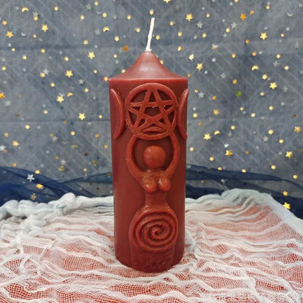 1pc, Magic ritual wishing candle, Western Tarot votive candle, Money coin star moon goddess Candle, Love health prayer ornaments